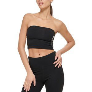 DKNY Sport Womens Sleeveless Strapless Workout Active Knit Tube Top Large Black